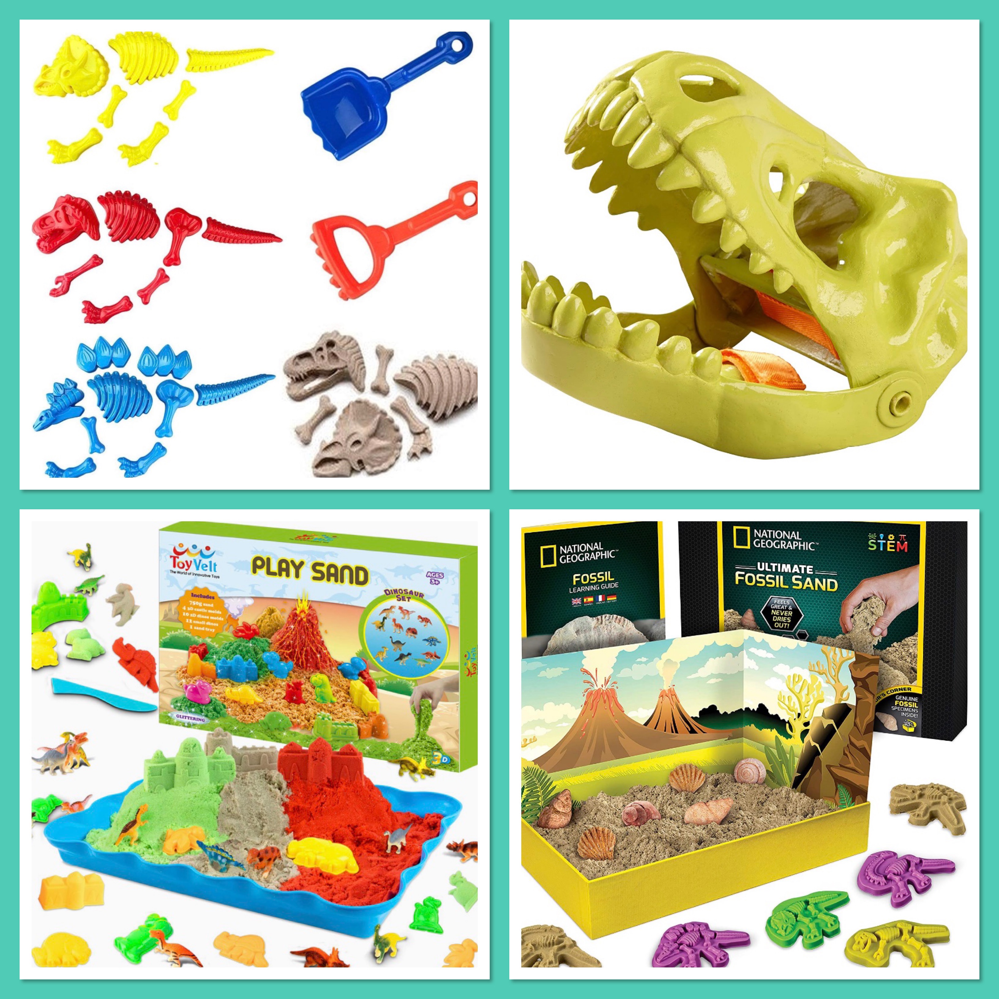 7pcs Mini Dinosaur Skeleton Sand Molds Beach Kids Fun Activity Toys 